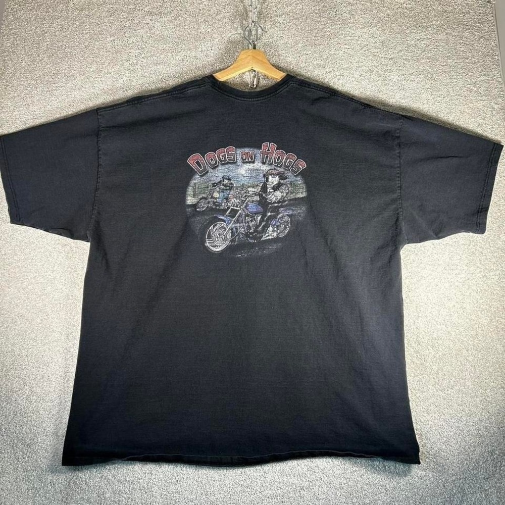 Y2K big dogs biker dogs on hogs faded black tee shirt tshirt Size 5x